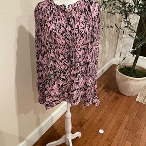 Reiss Pink and Black Abstract Print Top